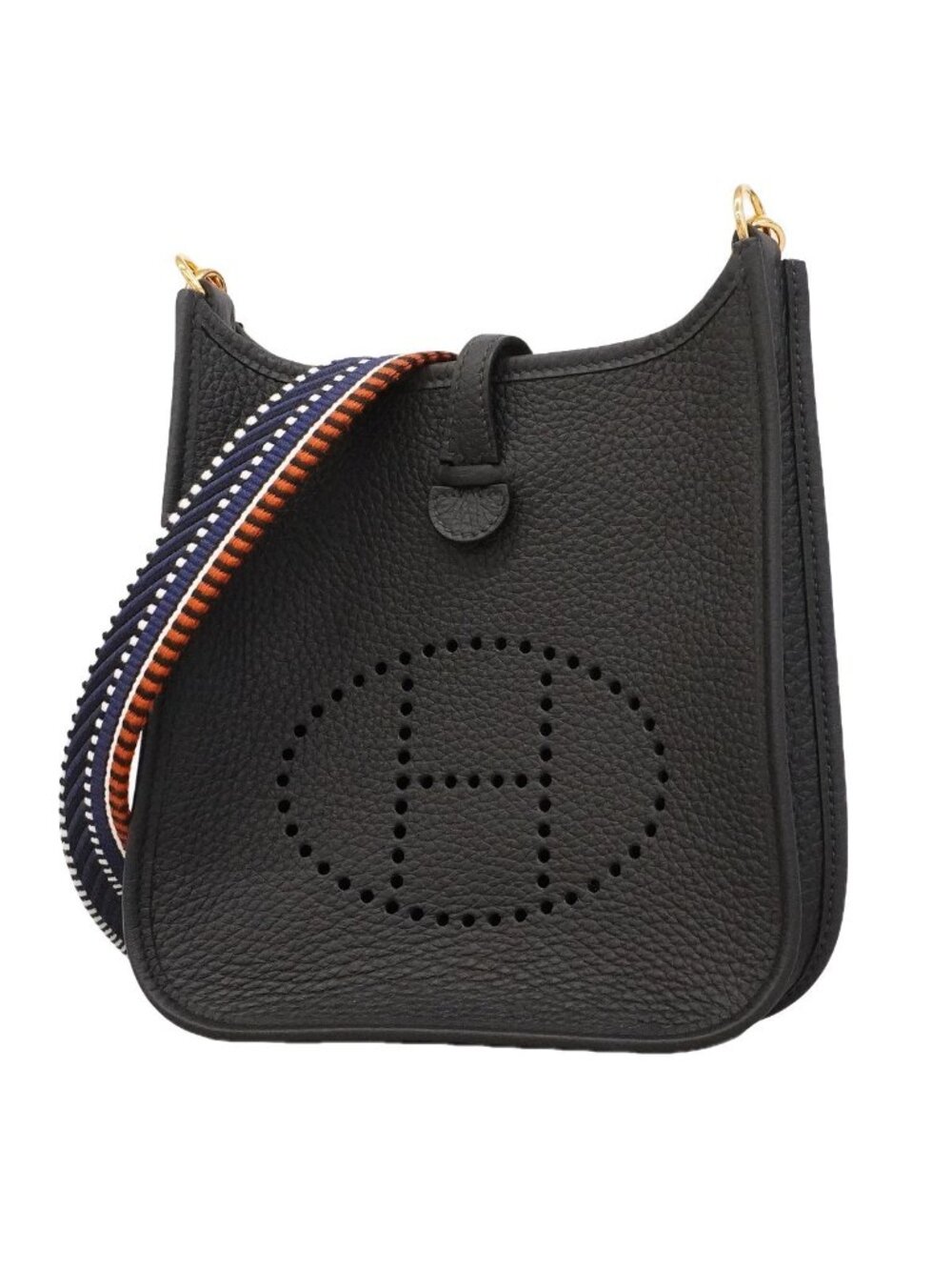Hermes Shoulder Bag Evelyne TPM Taurillon Clemence Bleu Nuit Gold